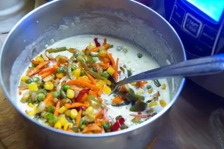 Заливной пирог с овощами и фаршированными грибами. сливочно-сырный, очень аппетитный. тест-драйв.: шаг 5