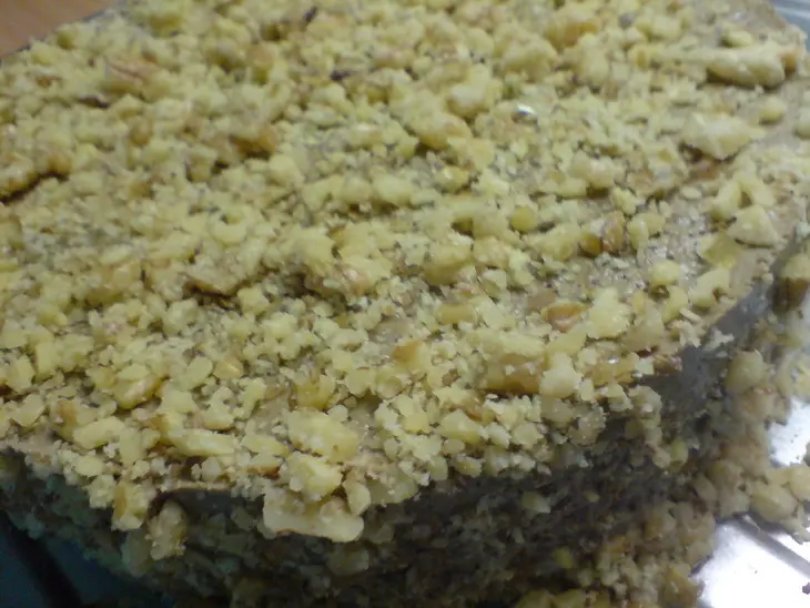 Торт-паштет из телячьей печени с шампиньонами и грецкими орехами.: шаг 7