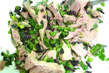 Салат мясной с овощами "для тонкой талии и новогодней ночи": шаг 5