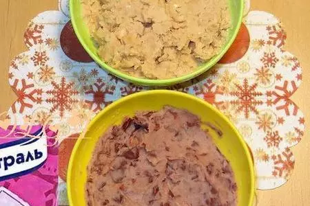 Трехцветный закусочный торт "фасолька": шаг 1