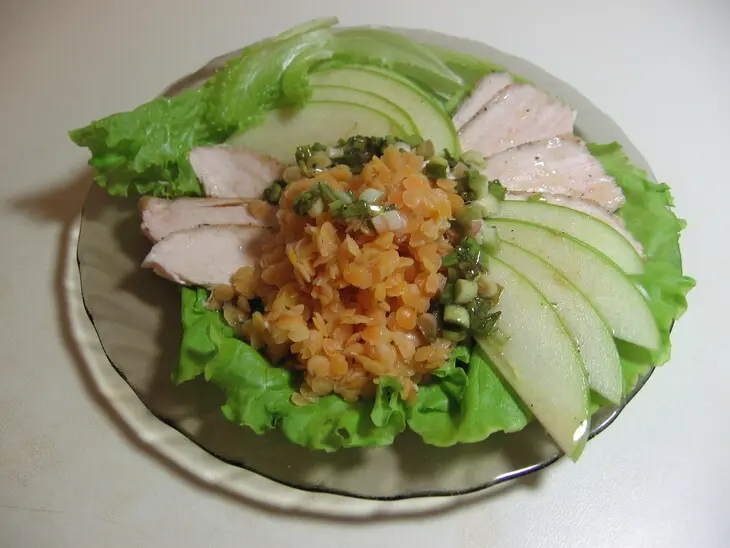 Салат из чечевицы с курицей: шаг 7