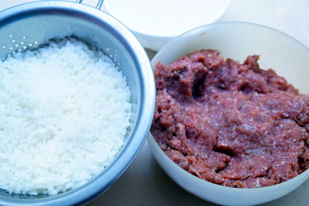 Тефтели с рисом и овощным соусом. : шаг 1