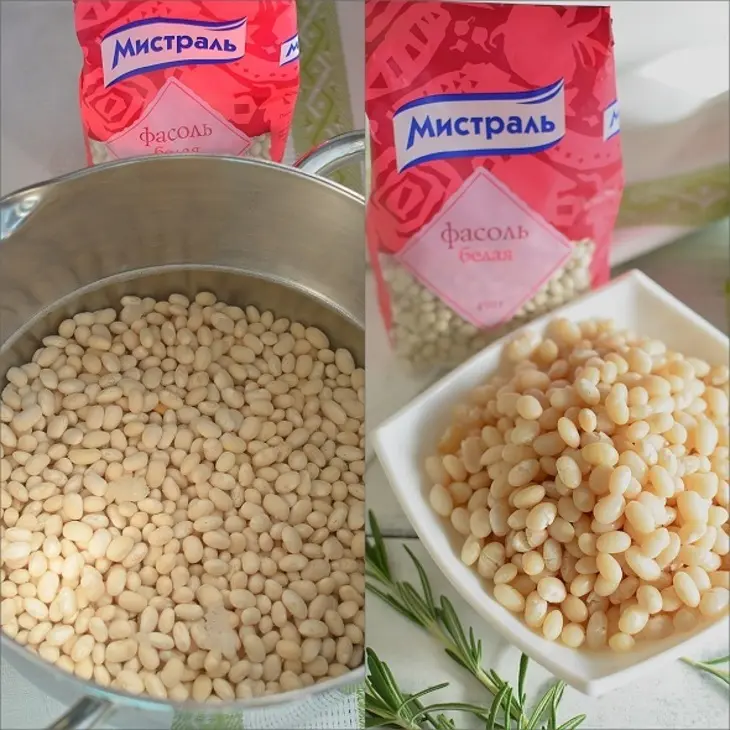 Салат с фасолью и копченой курицей: шаг 1