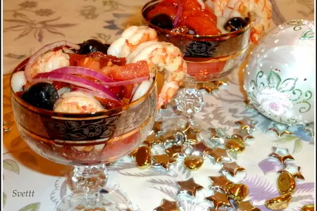 Салат "прощальноновогодний" с овощами, кальмарами и креветками: шаг 9