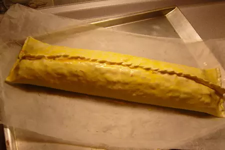 Слоенка с яблоками,изюмом и пудингом: шаг 3