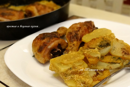 Кура с картофелем, запеченные в кефирном маринаде: шаг 7