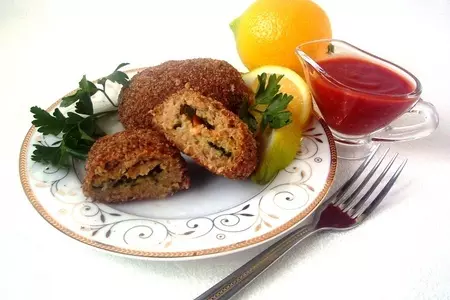 Зразы рыбные со шпинатом и креветками.: шаг 8