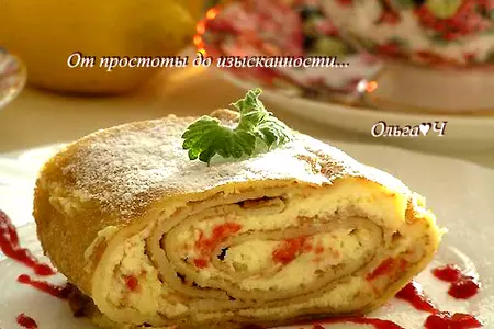 Блинный рулет с творожной начинкой под соусом "рояль": шаг 8