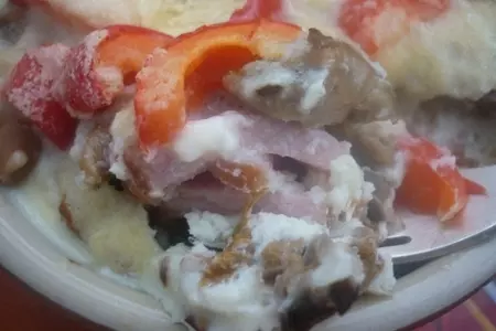 Омлет с грибами и яблочно-морковная запеканка(доброе утро, мои родные): шаг 7