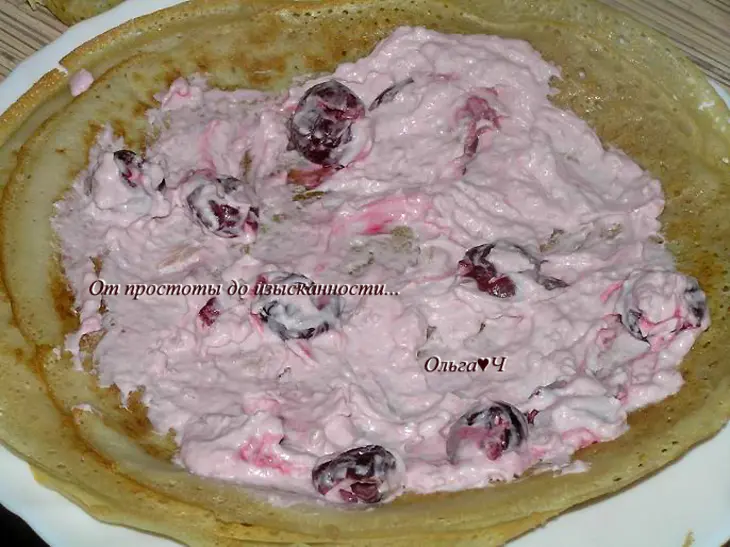 Блинный торт "вишня и грейпфрут": шаг 4