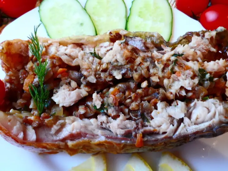 Карп фаршированный гречкой и грибами: шаг 10