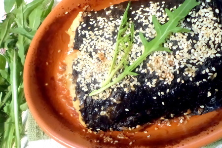 Легкий ужин- рулет из филе трески с листами нори и овощами.: шаг 7