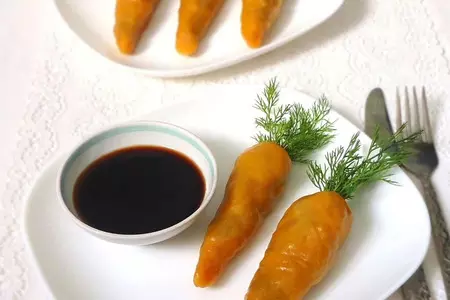 Постные манты "морковки": шаг 14