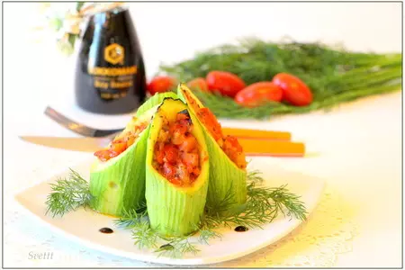 Кабачки, фаршированные овощным соте: шаг 9