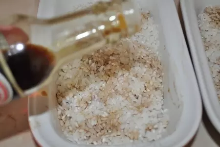 Запеканка с брокколи,рисом,лососем и соевым соусом: шаг 4