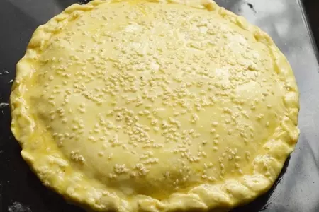 Лепешка из творожного теста с сыром.: шаг 6