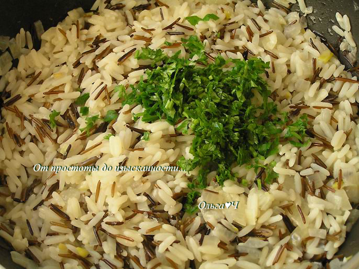 Дикий рис с зеленью и салатом из сладкого перца: шаг 4