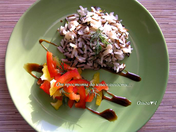 Дикий рис с зеленью и салатом из сладкого перца: шаг 6
