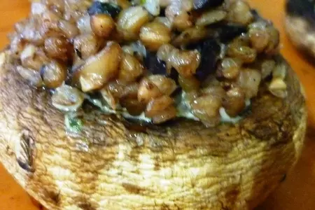 Шампиньоны,запеченые с гречкой и песто: шаг 6