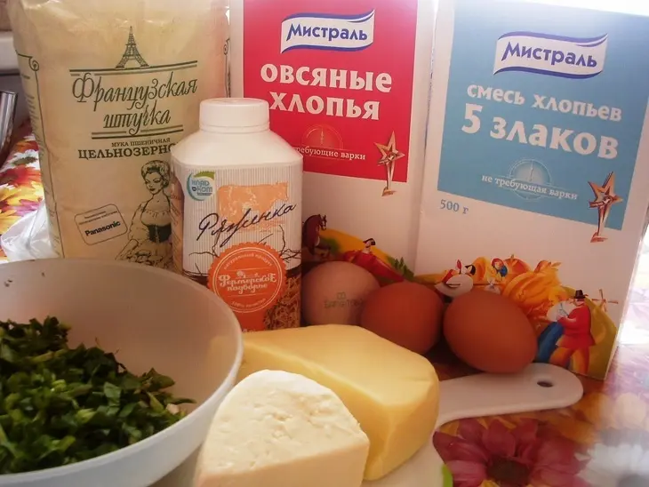 Мультизлаковый пирог-запеканка с сыром, шпинатом и зеленью.: шаг 1