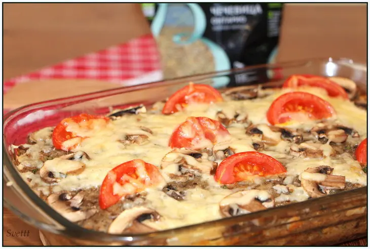 О-гратен (gratin) из зеленой чечевицы с грибами: шаг 7