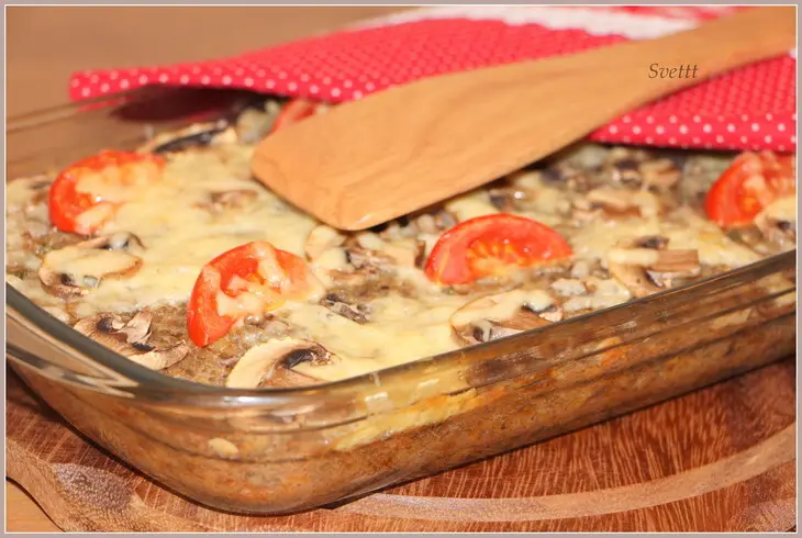 О-гратен (gratin) из зеленой чечевицы с грибами: шаг 8