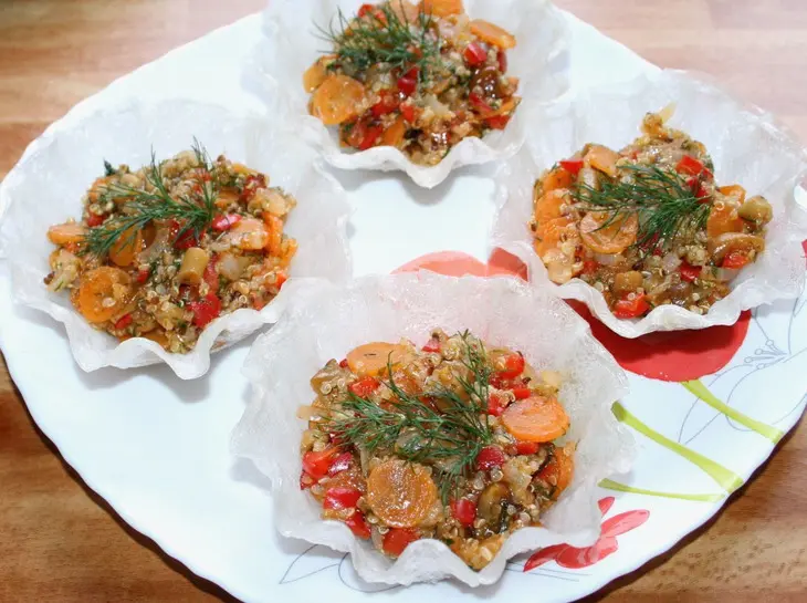 Рисовые корзиночки с киноа,овощами и грибами: шаг 8
