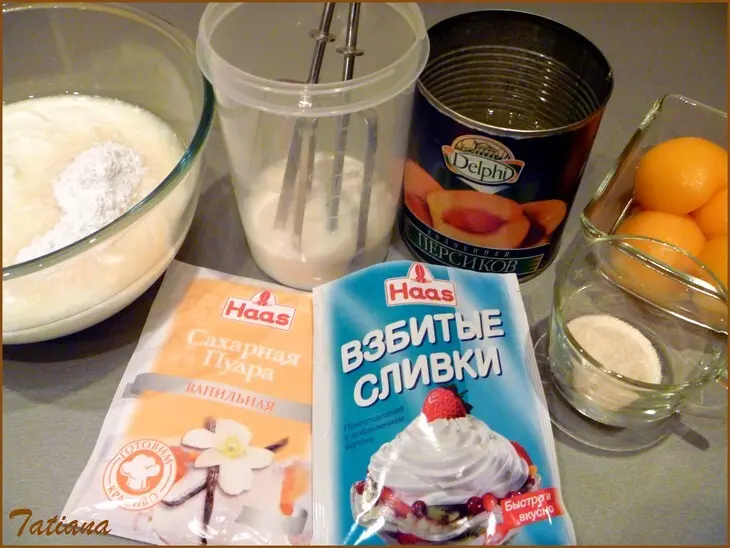 Торт освежающий,сливочно-йогуртовый с персиками: шаг 5