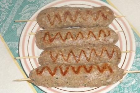 Люля- кебаб  с творожено - сырной начинкой и ”улитками” из баклажан.: шаг 5