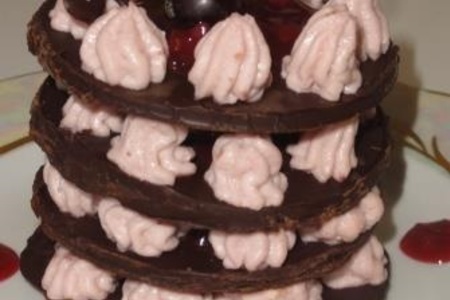 “torre pendente di pisa” - шоколадно-творожный десерт с вишневым джемом.: шаг 11