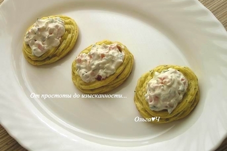 Картофельные гнезда с творожным сыром и сладким перцем: шаг 6