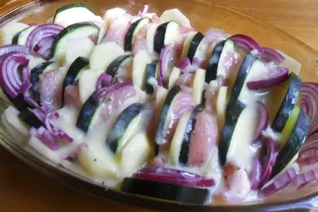 Индейка с кабачками, луком и картофелем: шаг 7