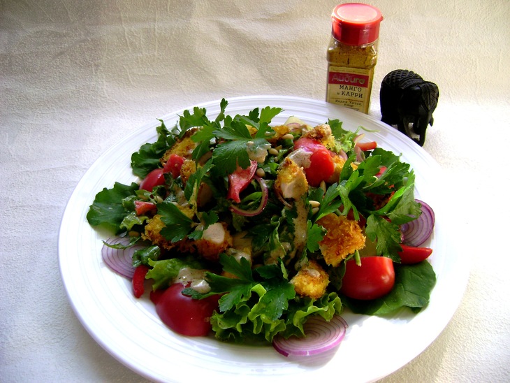 Салат с овощами и курицей карри.: шаг 2