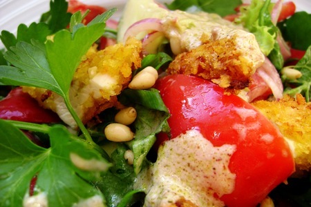 Салат с овощами и курицей карри.: шаг 4
