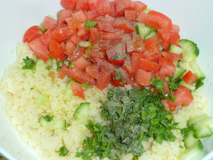 Салат "аль - магриб" с сальсой из запеченных овощей: шаг 5