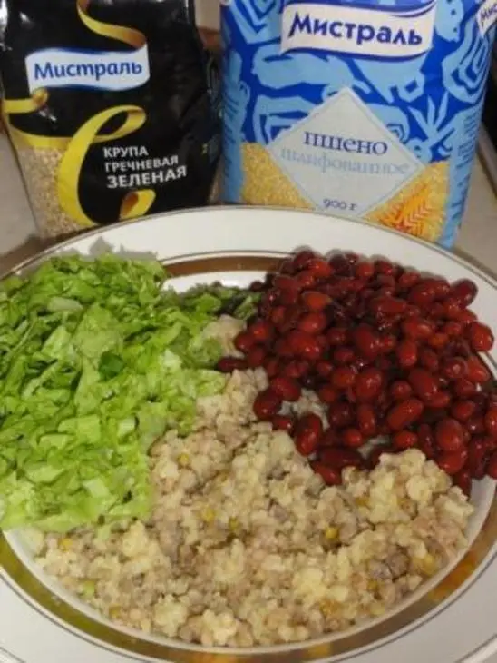 Салат из гречки, пшена, фасоли и тунца.: шаг 3