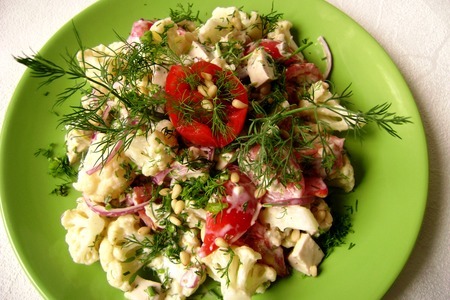 Летний салат из цветной капусты с курицей и пикантной заправкой.: шаг 4