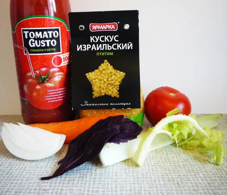Птитим с овощным соусом: шаг 1