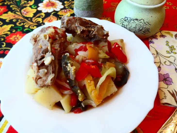 Баранина тушёная с овощами,по мотивам домлямы.: шаг 6