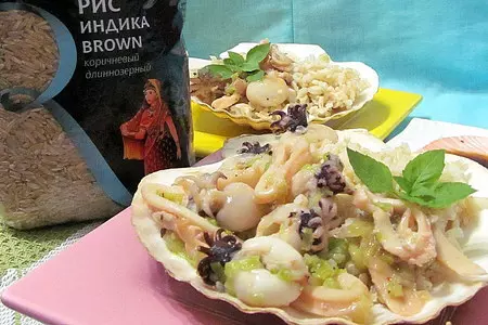 Рис мистраль "индика" с каракатицами и кальмарами в тайском стиле.: шаг 4
