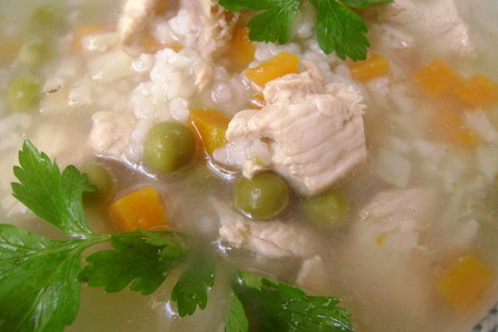 Суп с индейкой, рисом и горошком «глобус».: шаг 6