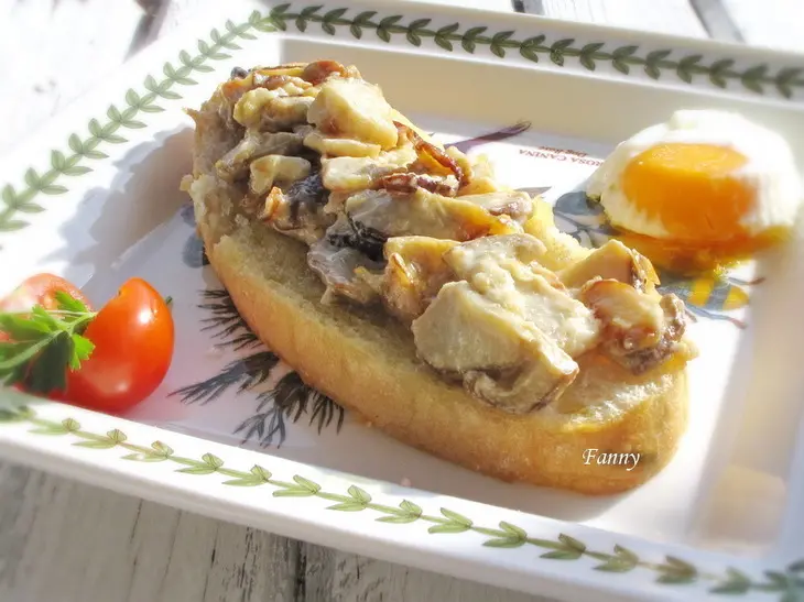 Брускетта с белыми грибами и яйцом пашот: шаг 4