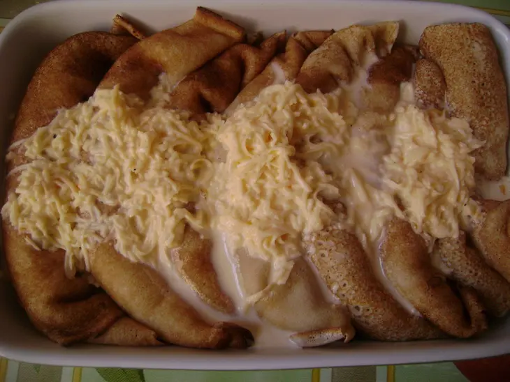Блинчики по-пикардийски с грибами, сыром и ветчиной.: шаг 4