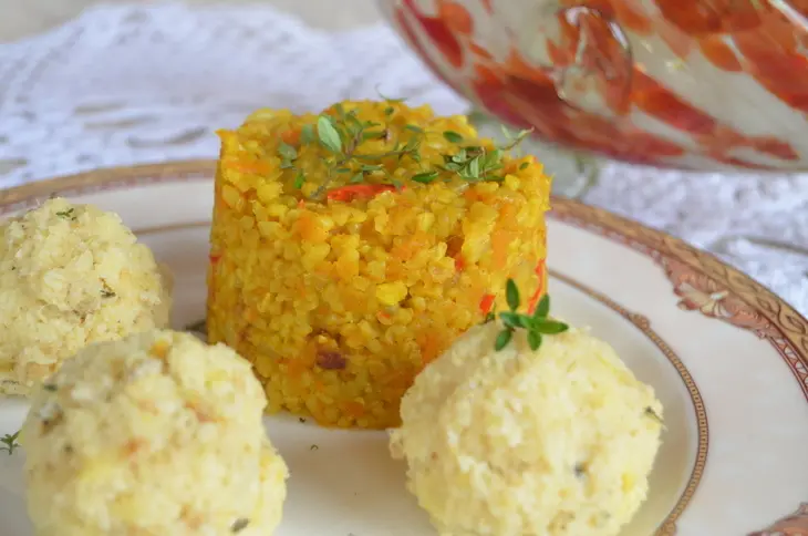Булгур с овощами, карри и рыбными фрикадельками в мультиварке: шаг 6