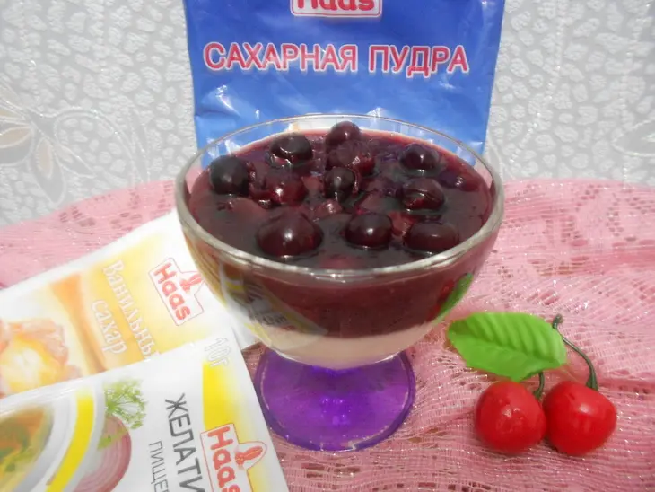 Вишневый кисель со сметанным желе: шаг 8