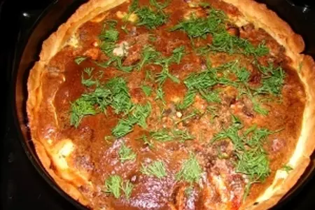 Пирог с мясом в сметанной заливке: шаг 5
