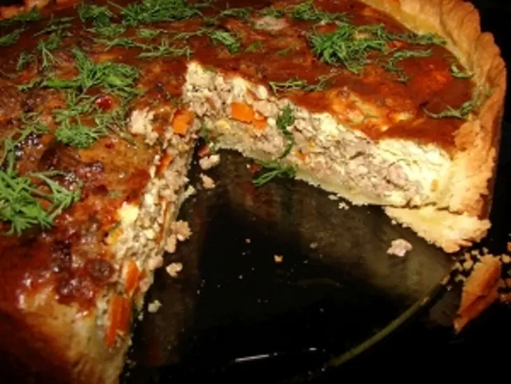 Пирог с мясом в сметанной заливке: шаг 7