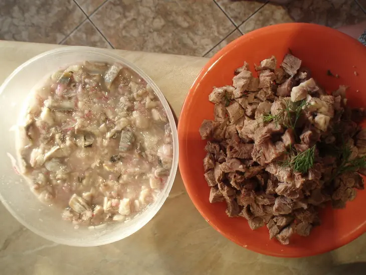 Винегрет (вариат... с селедкой или мясом): шаг 8