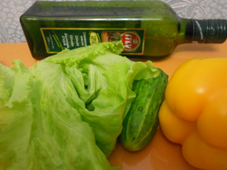 Салат-коктейль с креветками и овощами: шаг 2