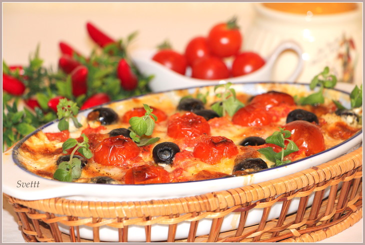 Филе трески, запеченное с моцареллой, оливками и помидорами: шаг 7